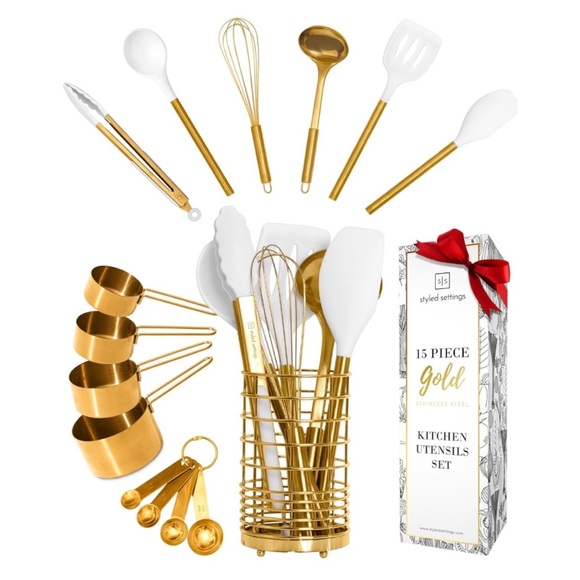 Styled Settings Other - Elegant Gold and White Kitchen Utensils Set - Styled Settings